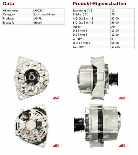 Alternator generator for - as-pl,