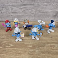 McDonald's 2013 Smurfs Peyo Happy Meal Toys Bundle X7 Figures Toys Blue Papa 