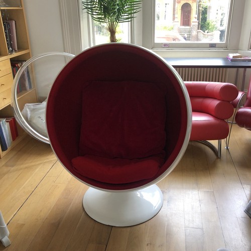 White fiberglass ball chair - white,