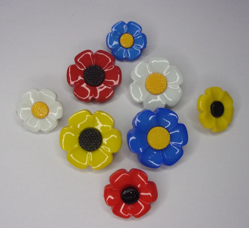 Flower buttons daisy poppy - x,