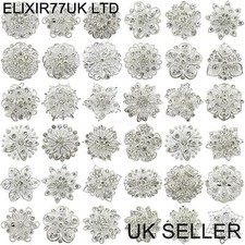 NEW JOB LOT SILVER DIAMANTE FLOWER PIN BROOCH WEDDING BOUQUET BRIDAL CAKE BROACH