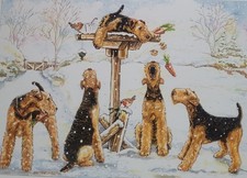 'Table Raiders' Airedale Terrier Christmas Cards By Ann Curran Of Ragtail