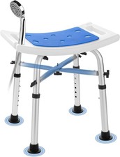 KSITEX Adjustable Padded Shower Stool with Crossbar Support – Heavy Duty Chair
