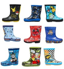 BOYS OFFICIAL CHARACTER WELLIES RAIN SNOW WELLINGTON BOOTS KIDS WELLYS SIZE 5-2