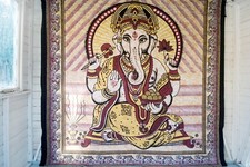 Indian Tapestry Wall Hanging Large Mandala Ganesh Bed Tapestries Brown Boho Uk