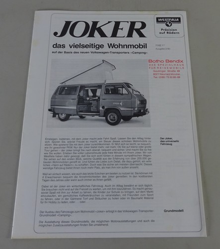 Brochure bus westfalia - bus, t3