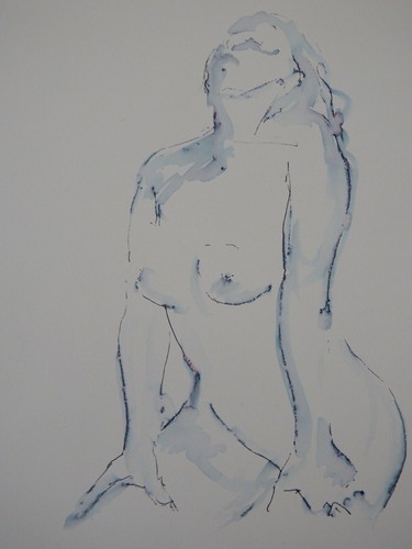 Ink wash drawing female nude