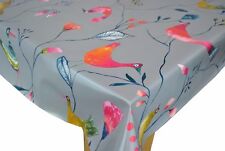 Barmy Birds Slate Grey PVC Vinyl Wipe Clean Oilcloth Tablecloth