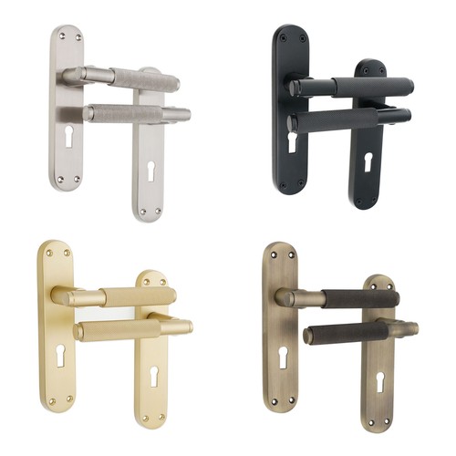 Door handles pair knurled - handles,