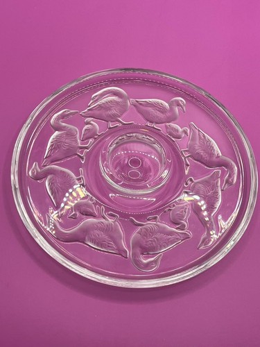 Signed lalique crystal tray - crystal,
