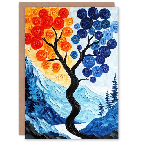 Autumn winter tree folk - folk, art