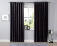 Blackout Eyelet Curtains Black Out Thermal Ring Top Ready Made Curtain Pair