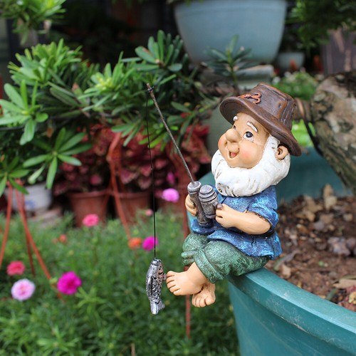 Fishing gnome lawn garden - fishing,