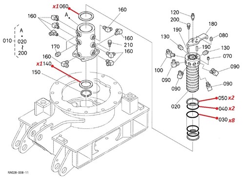 Kubota rotary joint seal - rotary, kit