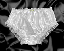 White Satin Frilly Lace Trim
