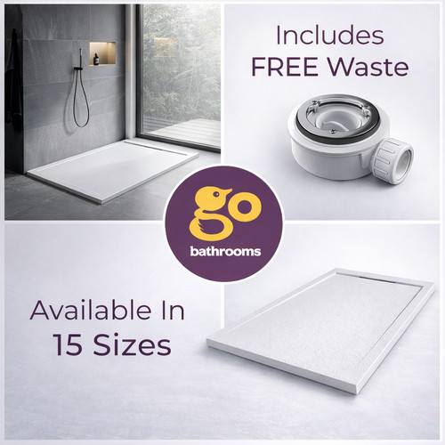 White stone resin shower - white,
