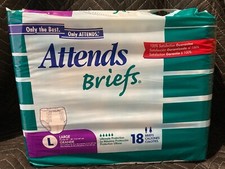 Sealed Pack of 18 Vintage Attends Waistband Large 6-Tape Plastic Adult Diapers