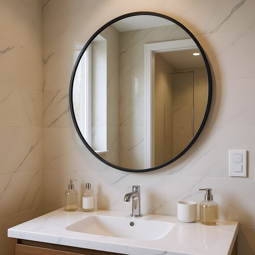 Round bathroom wall mirror - round,