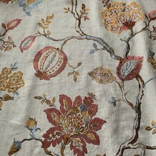Sanderson Curtain Fabric HADHAM EMBROIDERY ~ 2.75m ~ Pomegranate/Linen