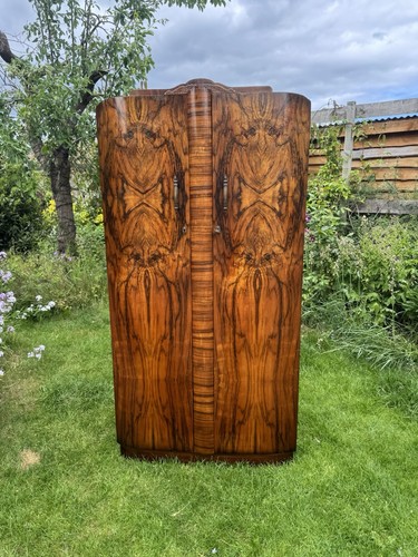 Antique burr walnut wardrobe - burr,