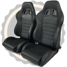 PAIR of BB4 Reclining Tilting Bucket Racing Sports Seats Black Universal Design 