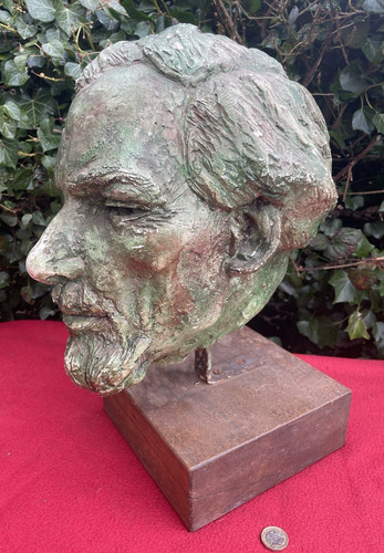 Terracotta clay man head - terracotta, bust