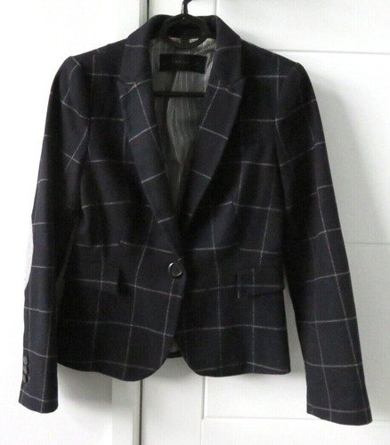 Zara dark navy blue check - dark, wool