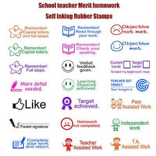 Pre-inked rubber stamp Teacher stamp school homework reward education praise 