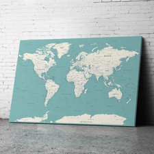 Large Framed Blue White Map Of