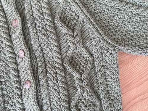 Ladies aran cardigan sage - aran,