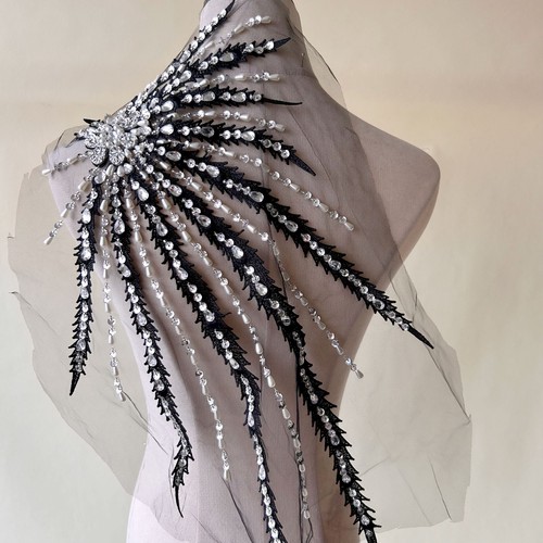 Beaded floral applique - beaded,