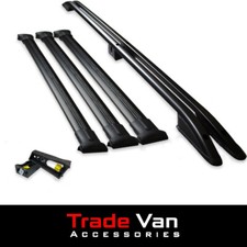 RENAULT TRAFIC SWB BLACK AERO PRO 3 BAR ROOF RACK SET WITH LOAD STOPS 2014 on