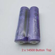2 x 14500 Rechargeable Batteries Lithium Battery 3.7V Button Top