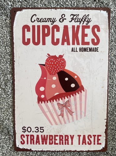 Retro cupcake tin sign - cupcake,