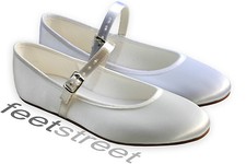 Ivory Or White Satin Bridesmaid Flower Girl Communion Shoes. Infant 6 ~ child 11
