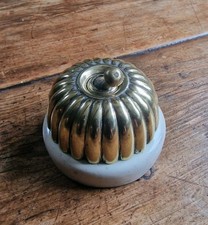 Antique Victorian Jelly Mould Brass & Ceramic Dolly Toggle Light Switch c1890s