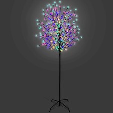5/6/7 FT Cherry Blossom Tree Pre-Lit Outdoor Christmas LED Lights - Multi Colour
