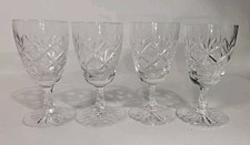Set Of 4 Webb Corbett Fan Cut Crystal Sherry/Small Wine Glasses 10cm Tall