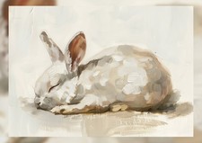 Rabbit Napping Oil Painting