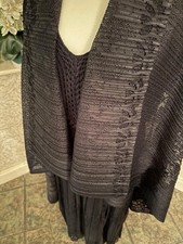 Stunning Chesca Black Waterfall Jacket And Dress Size 3 Slimming Two-piece