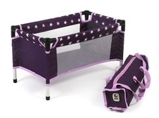 652 71 travel cot doll bed for dolls up to 50 cm 3 years to 8 years stars purple