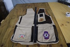 Vintage Saf-T-Bak Shooting Vest Mens Large Tan Mesh Ruger NRA Nevada Patches 90s