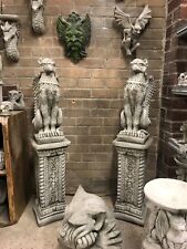 Tall Griffin guards and plinths garden concrete stone ornaments sculptures *WOW*