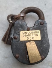 Padlock 4'' San Quentin Death 556 Iron Working Lock & 2 Key Antique Finish Lock