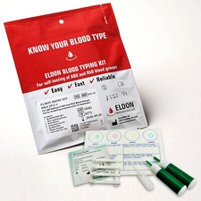 Blood Type Test Kit Home Blood Group Testing Kit A, B, O Rhesus D Eldoncard - CE