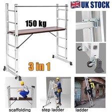 3 IN 1 Multi-Purpose Aluminium Heavy Duty Ladder Scaffold Tower Working Platform