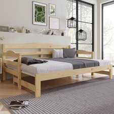 3FT Single Daybed w/ Pull out Trundle Bed Frame Sofa Bed Living Room Bedroom