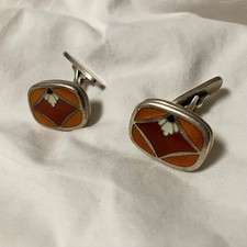 Georg Jensen Sterling Silver & Enamel Cufflinks - Design by Naja Salto - Denmark
