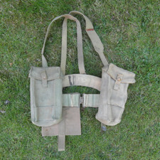 WW2 British Army 1937 37 Pattern Webbing Set Basic Pouches Belt Braces Bottle