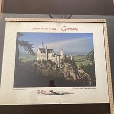 Vtg Colorfoto by TWA Travel Poster GERMANY Neuschwanstein Lockheed Constellation